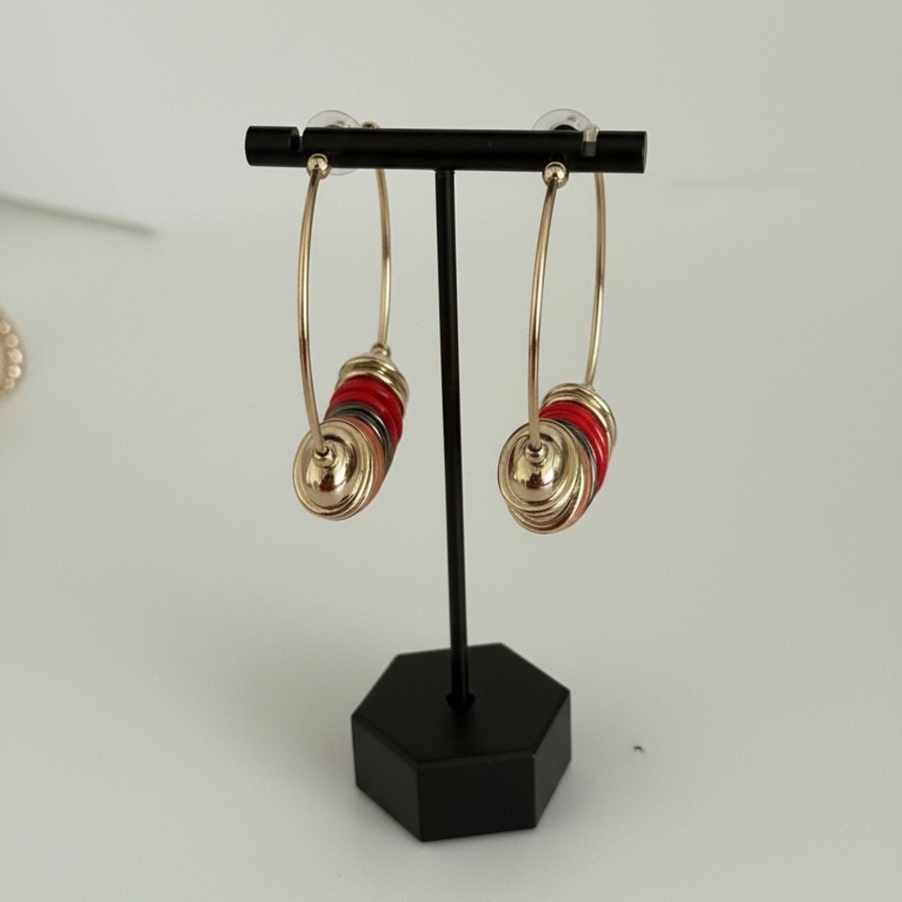 Zara colorful beaded hoop earrings - Picture 3 of 4